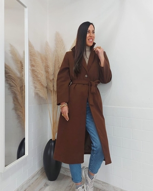 ABRIGO PAÑO LARGO CHOCOLATE - Imagen 1