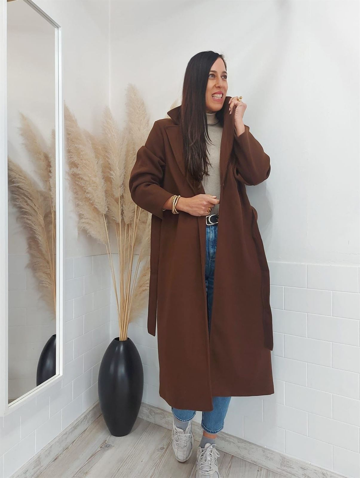 ABRIGO PAÑO LARGO CHOCOLATE - Imagen 2