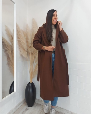 ABRIGO PAÑO LARGO CHOCOLATE - Imagen 2