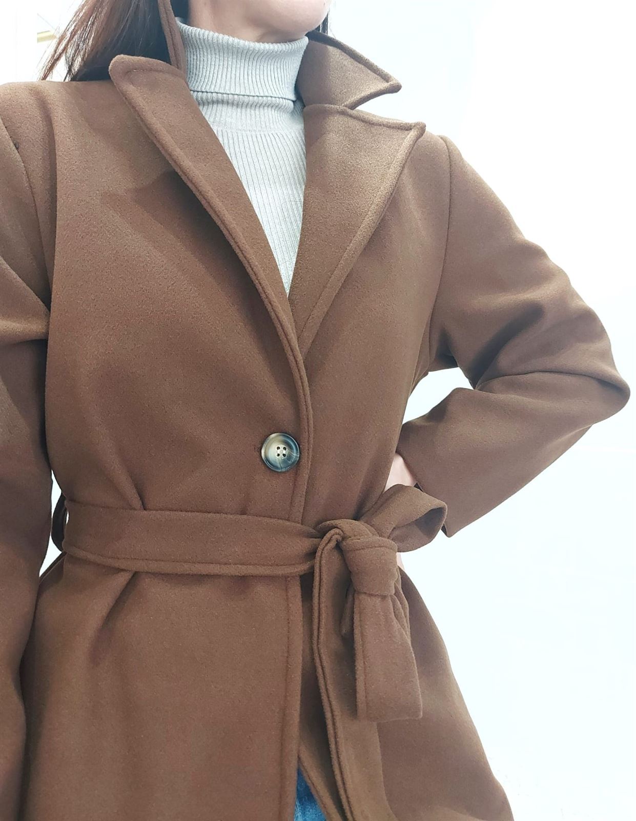 ABRIGO PAÑO LARGO CHOCOLATE - Imagen 4