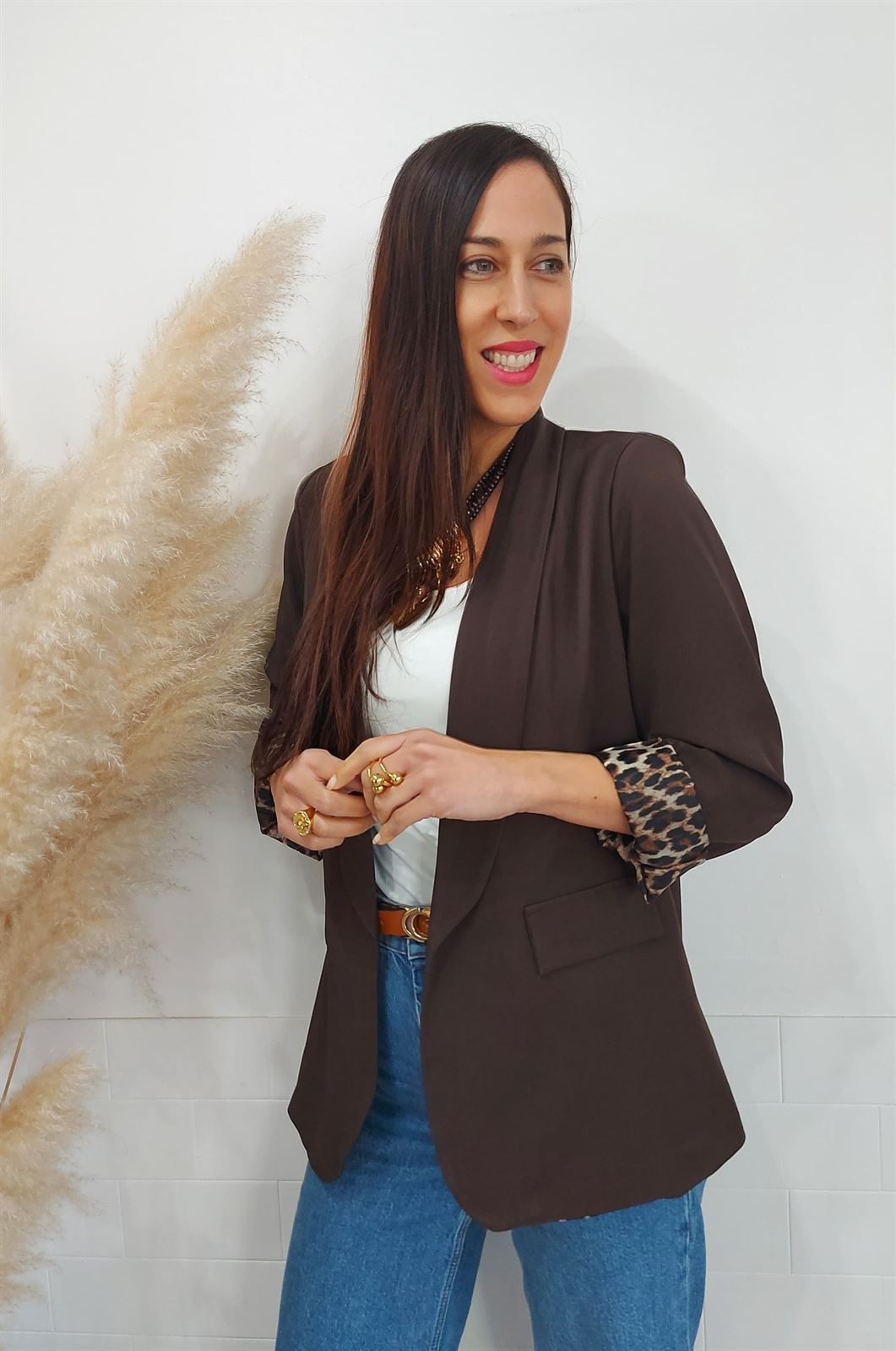 BLAZER FORRO LEOPARDO CHOCOLATE - Imagen 1