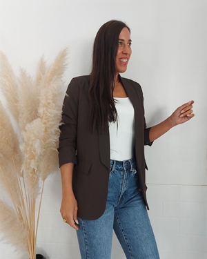 BLAZER MANGA FRUNCIDA CHOCOLATE - Imagen 1
