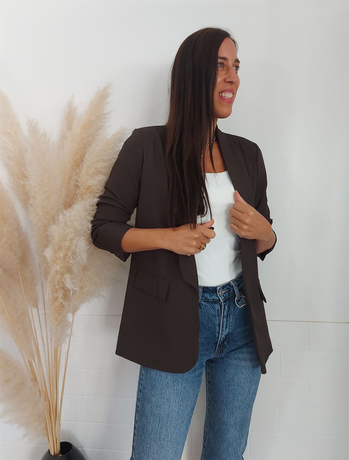 BLAZER MANGA FRUNCIDA CHOCOLATE - Imagen 3