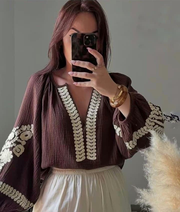 BLUSA BOHO BROWN - Imagen 1
