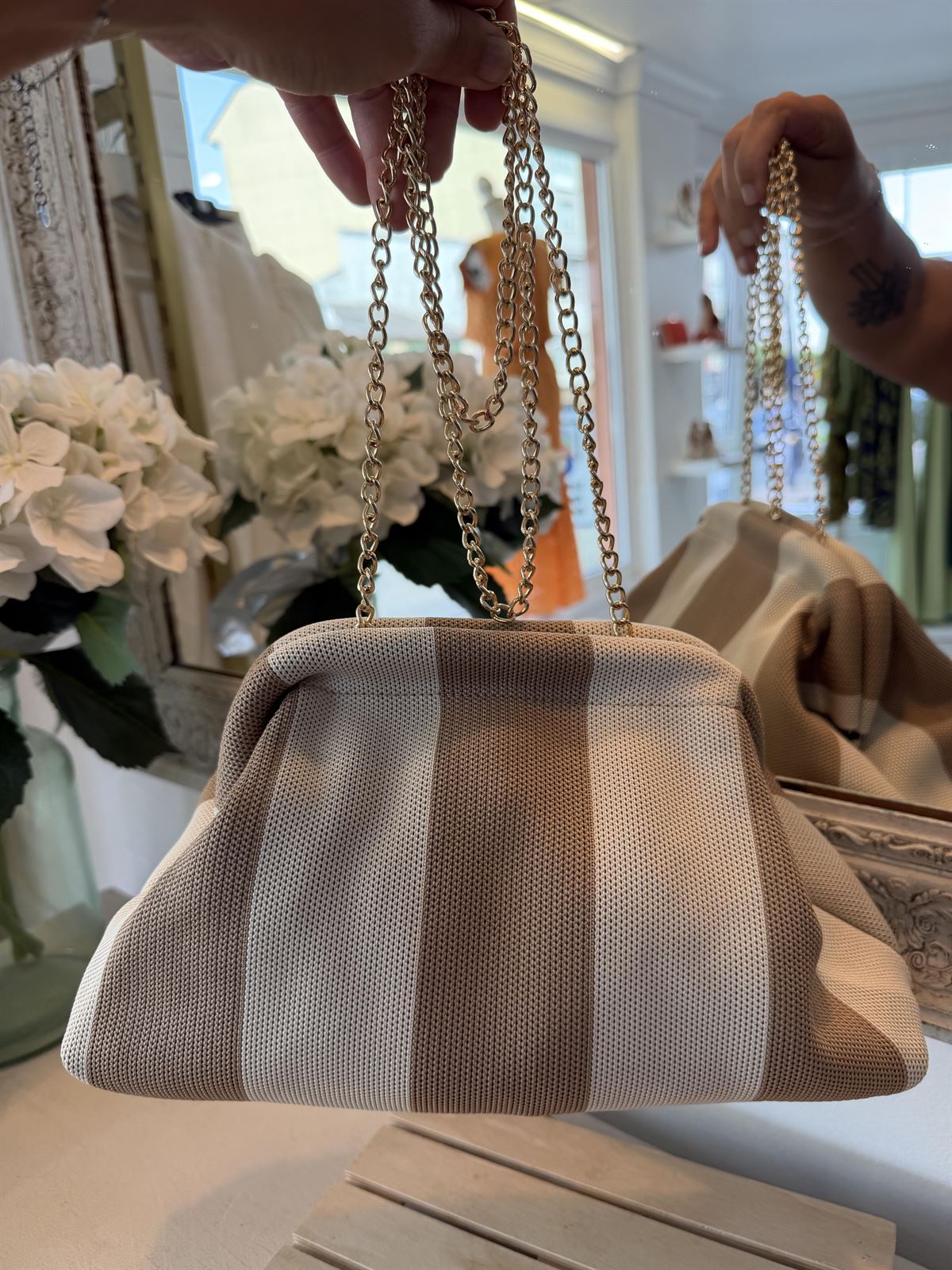 BOLSO RAYAS CAMEL - Imagen 2