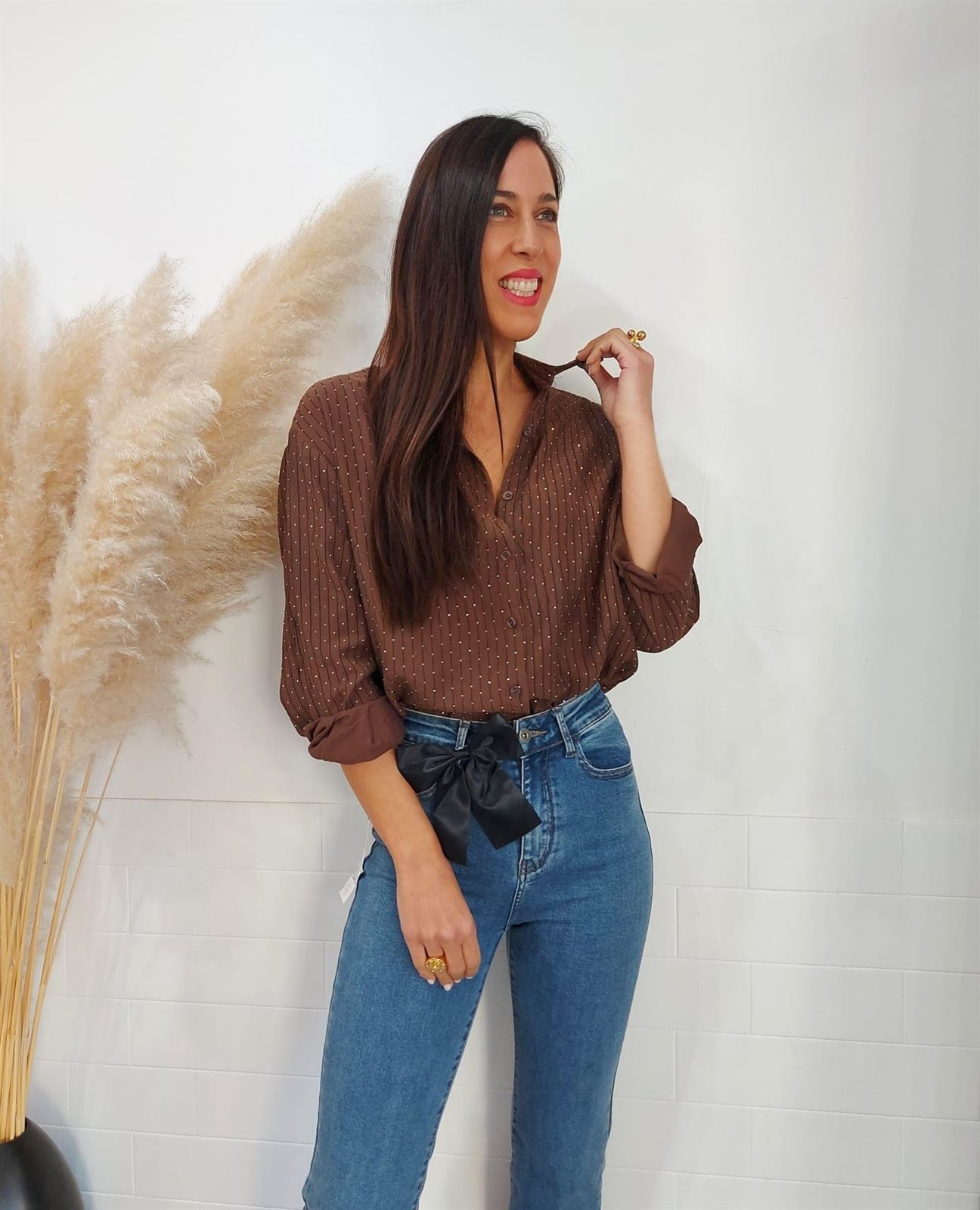 CAMISA BRILLO CHOCOLATE - Imagen 1