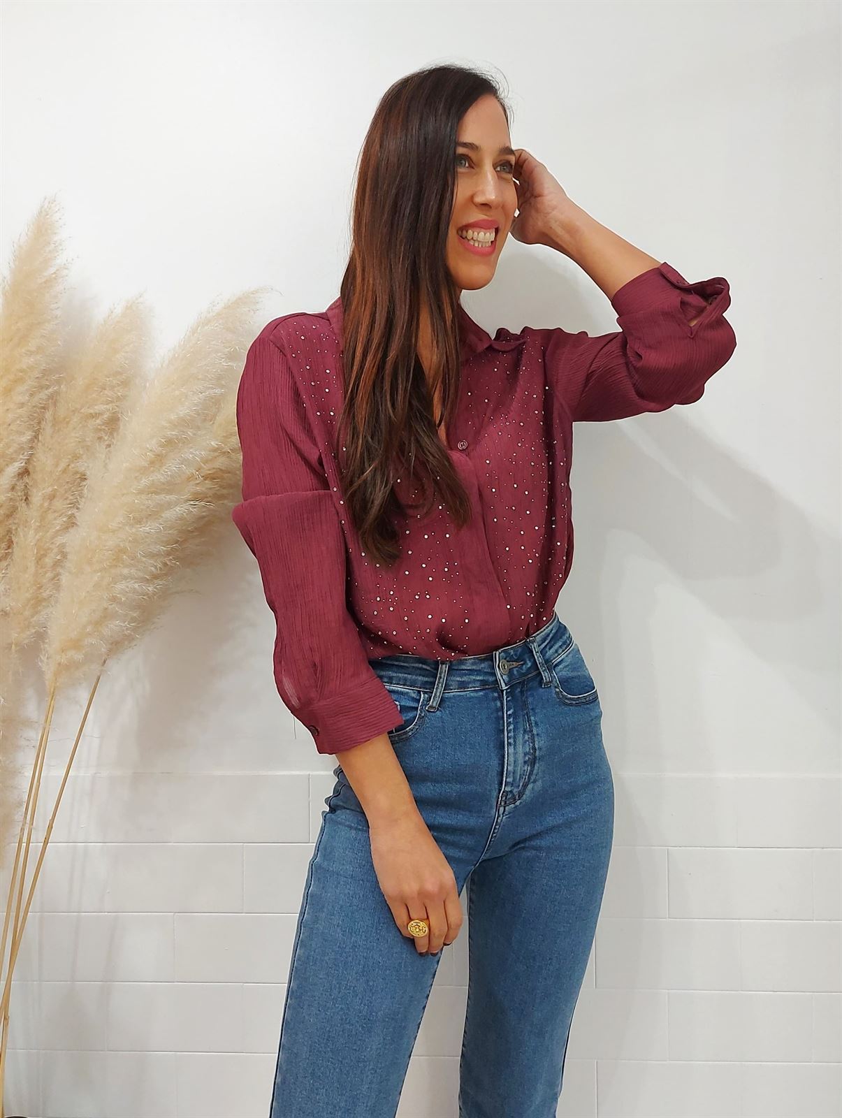 CAMISA BRILLOS BURDEOS - Imagen 3