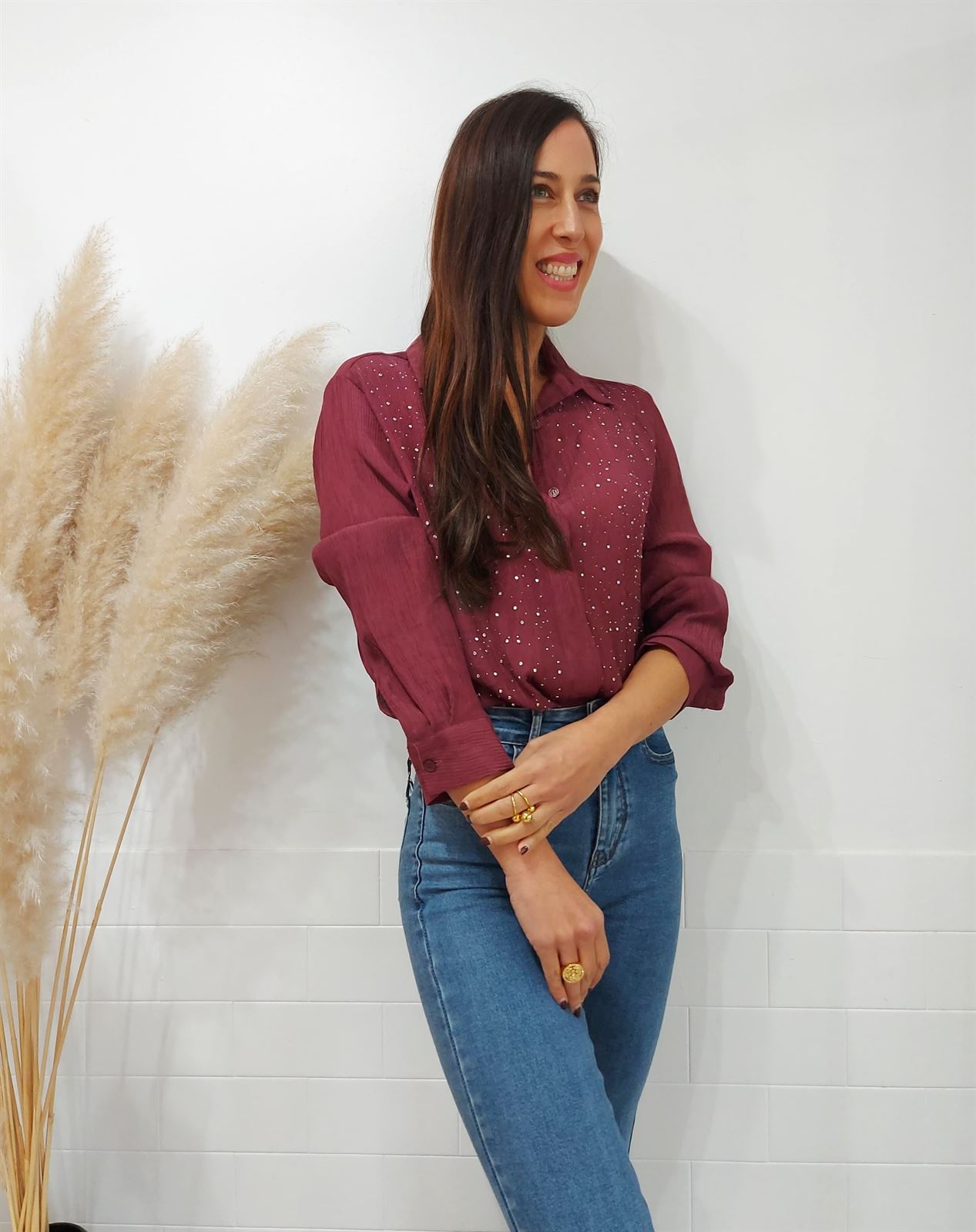 CAMISA BRILLOS BURDEOS - Imagen 4