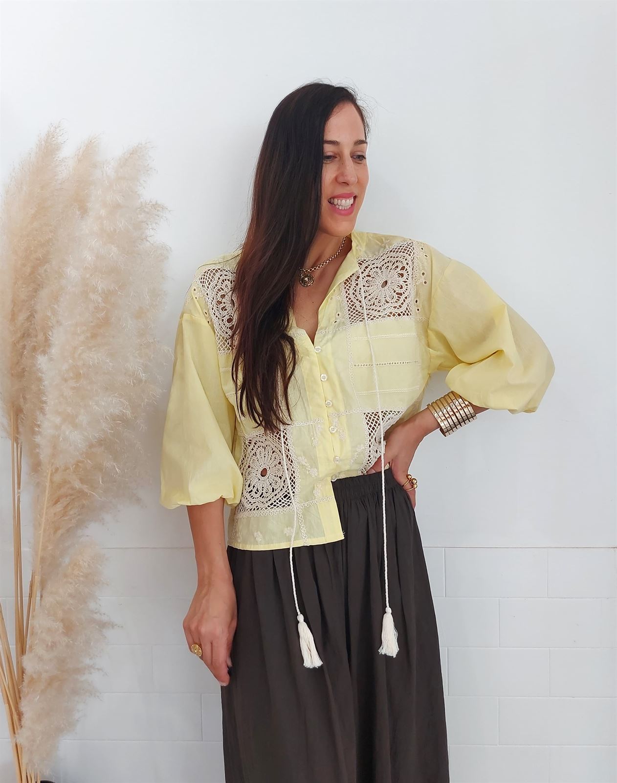 CAMISA CROCHET AMARILLO - Imagen 3