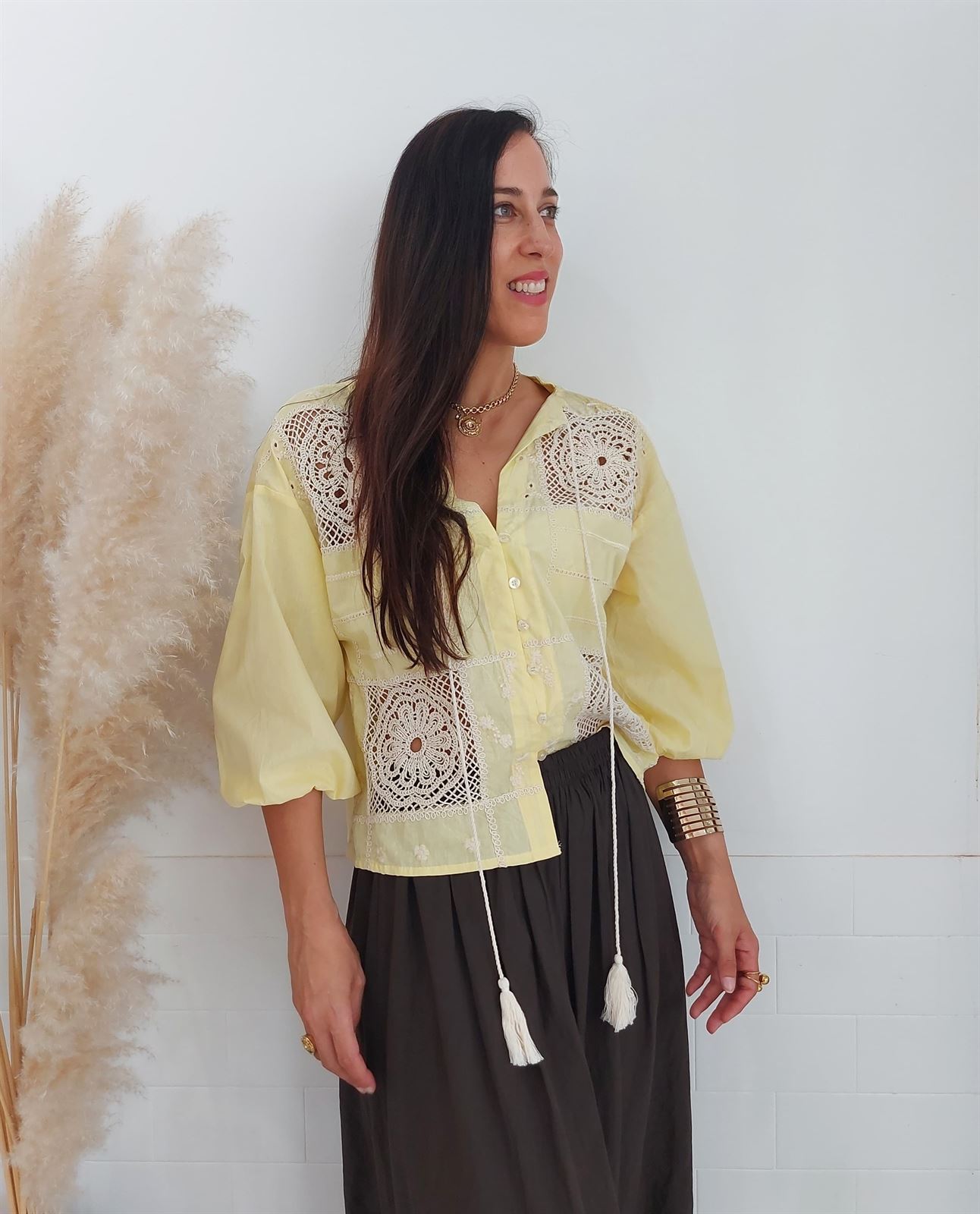 CAMISA CROCHET AMARILLO - Imagen 4