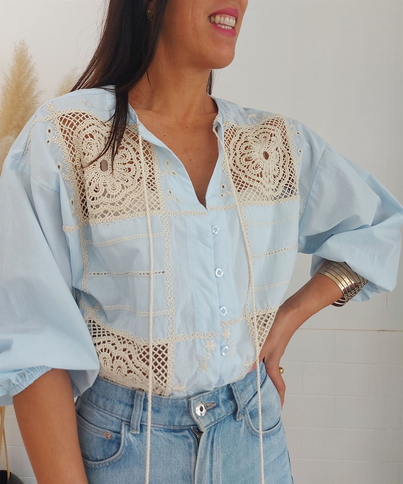 CAMISA CROCHET AZUL - Imagen 2