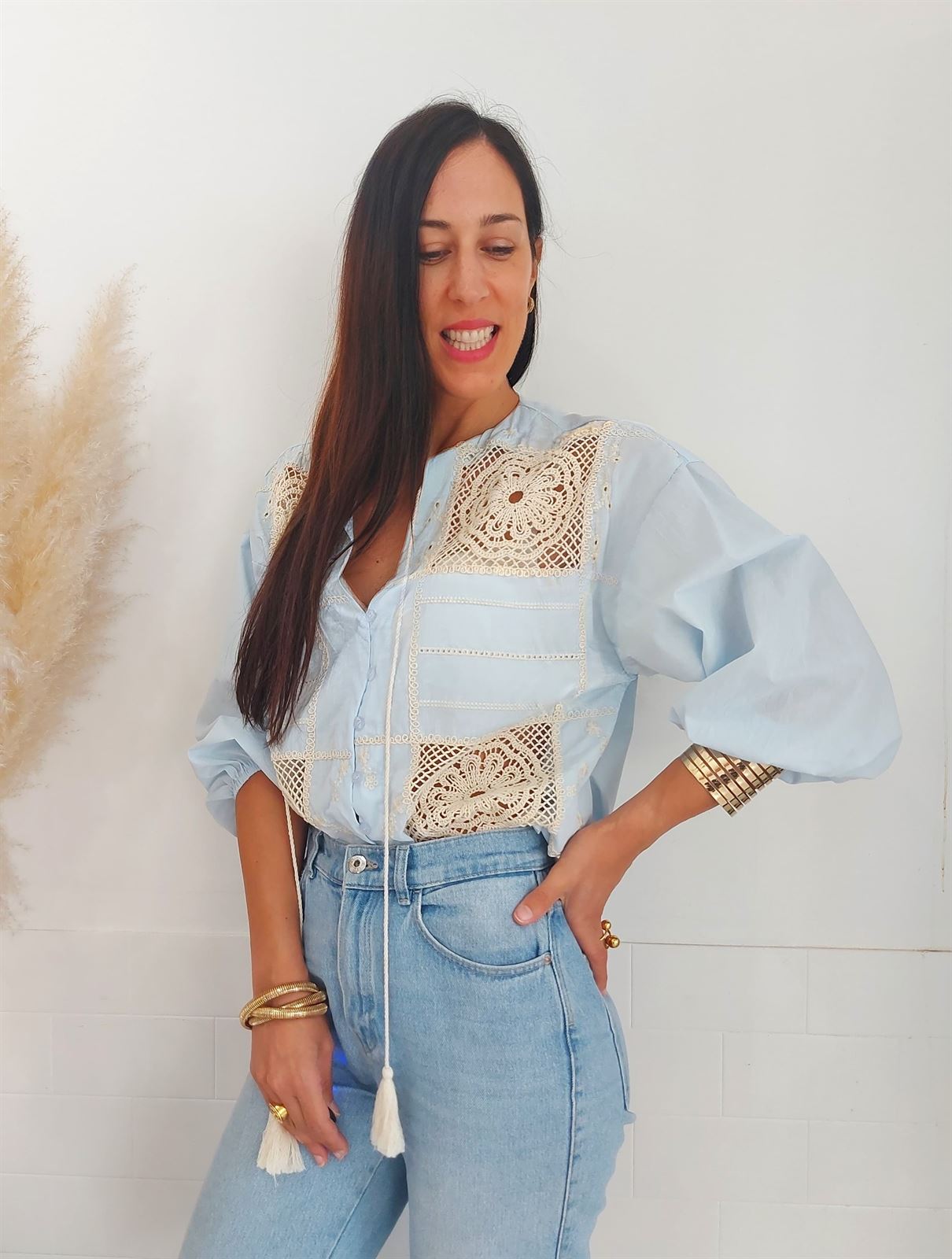 CAMISA CROCHET AZUL - Imagen 3