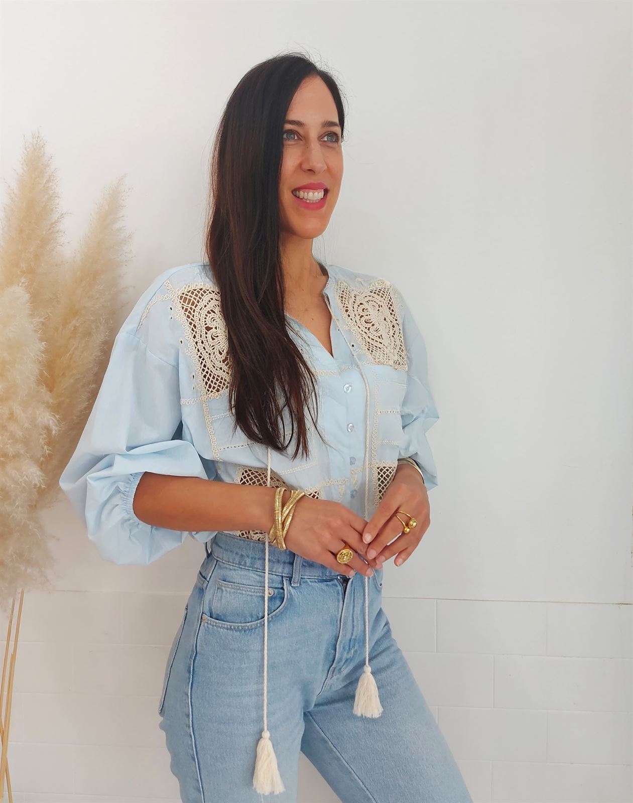 CAMISA CROCHET AZUL - Imagen 4
