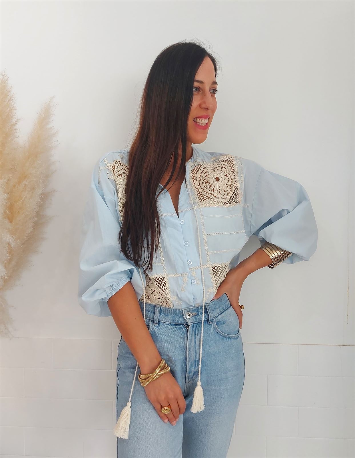 CAMISA CROCHET AZUL - Imagen 5