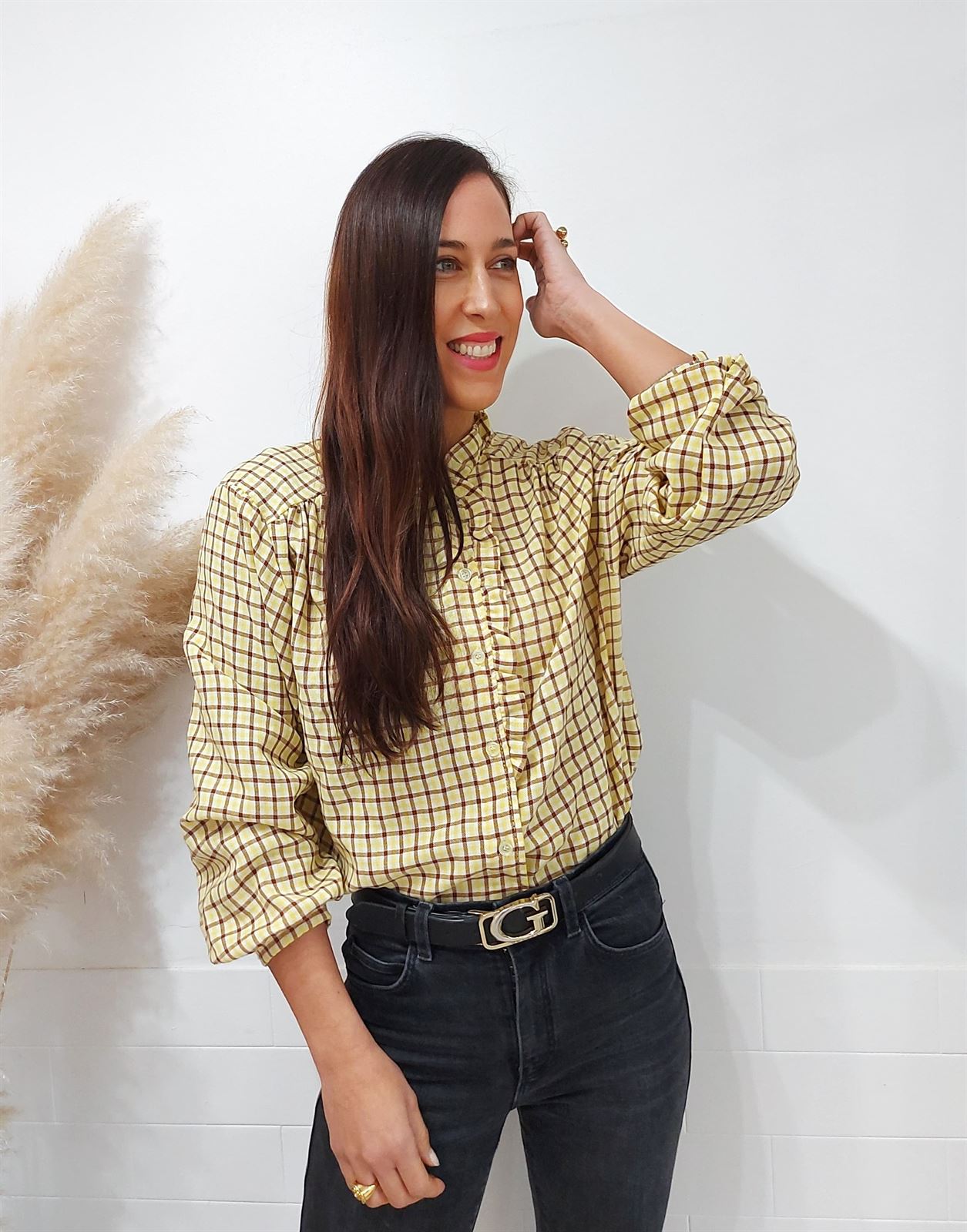 CAMISA CUADROS AMARILLO - Imagen 1