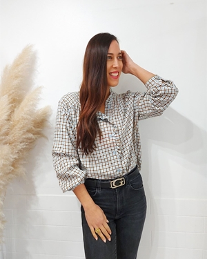 CAMISA CUADROS CELESTE - Imagen 1