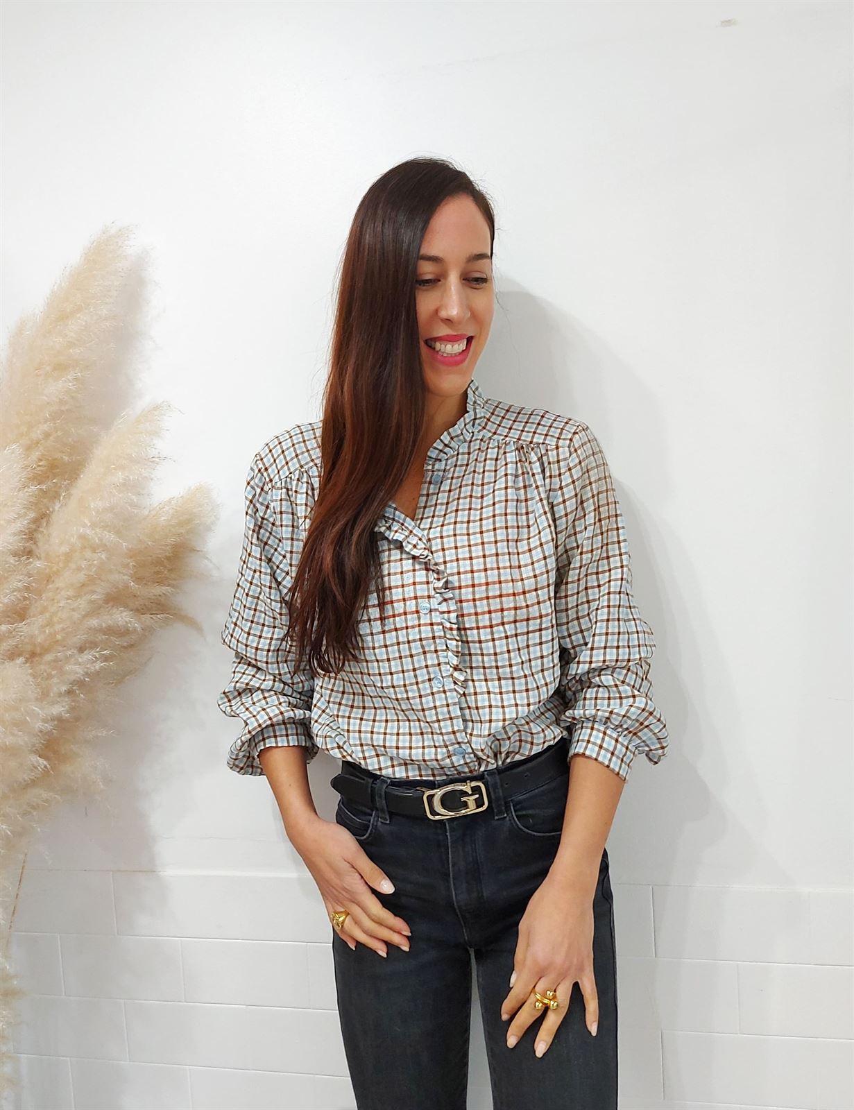 CAMISA CUADROS CELESTE - Imagen 2