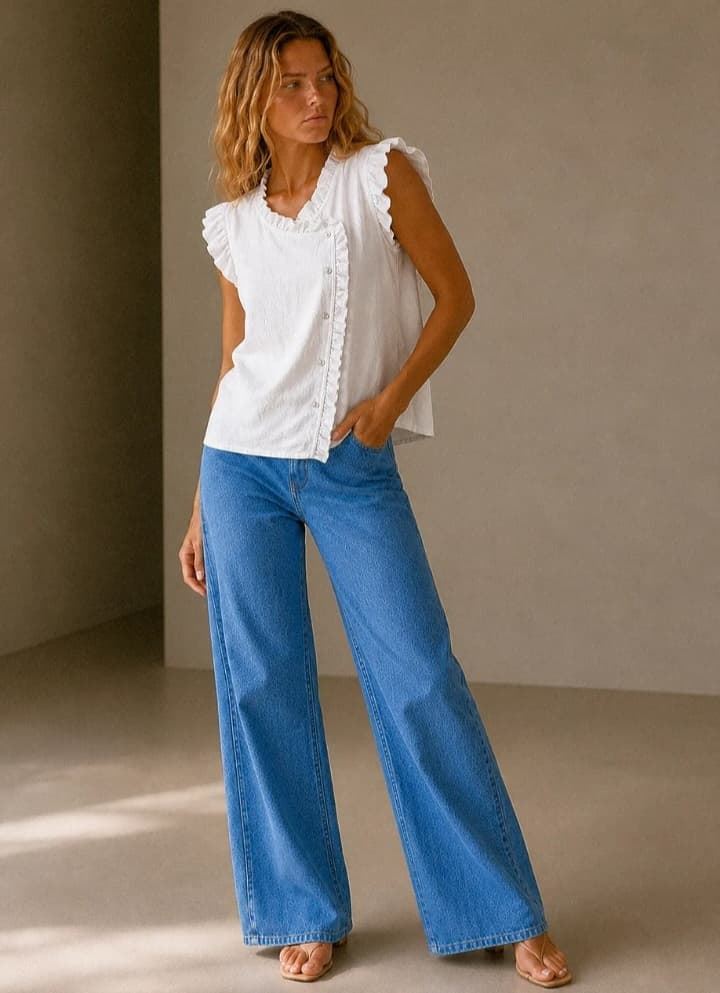 CAMISA VOLANTE BLANCO - Imagen 1