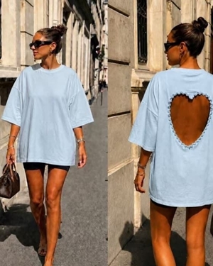 CAMISETA CORAZON CELESTE - Imagen 1
