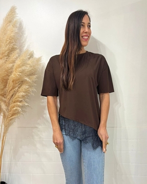 CAMISETA ENCAJE CHOCOLATE - Imagen 1