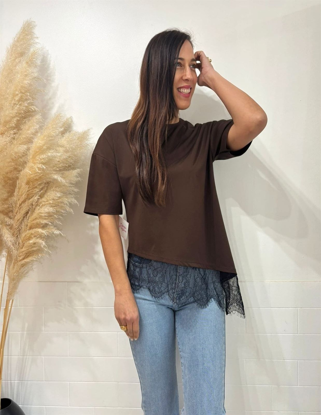 CAMISETA ENCAJE CHOCOLATE - Imagen 3