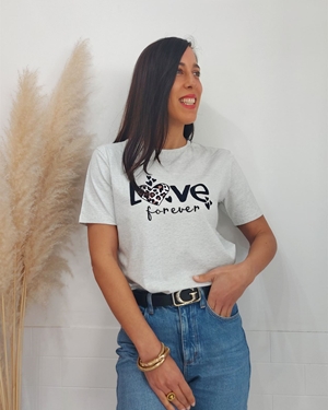 CAMISETA LOVE PRINT GRIS - Imagen 1