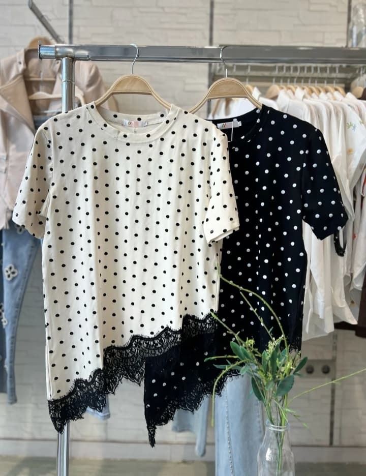 CAMISETA LUNARES ENCAJE - Imagen 1