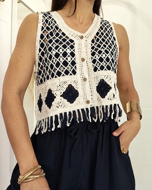 CHALECO CROCHET MARINO - Imagen 1