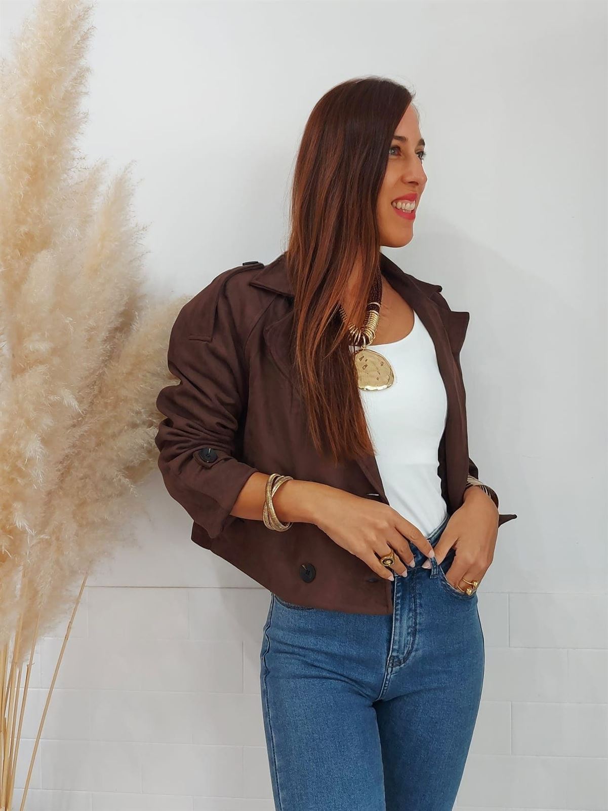 CHAQUETA ANTELINA CHOCOLATE - Imagen 2