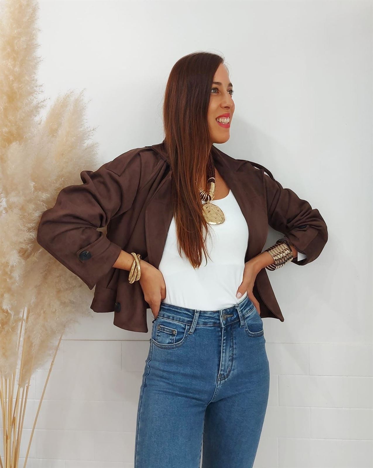 CHAQUETA ANTELINA CHOCOLATE - Imagen 3