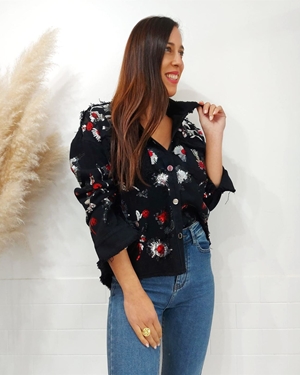 CHAQUETA DENIM LENTEJUELAS - Imagen 1