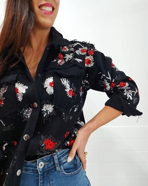 CHAQUETA DENIM LENTEJUELAS - Imagen 2