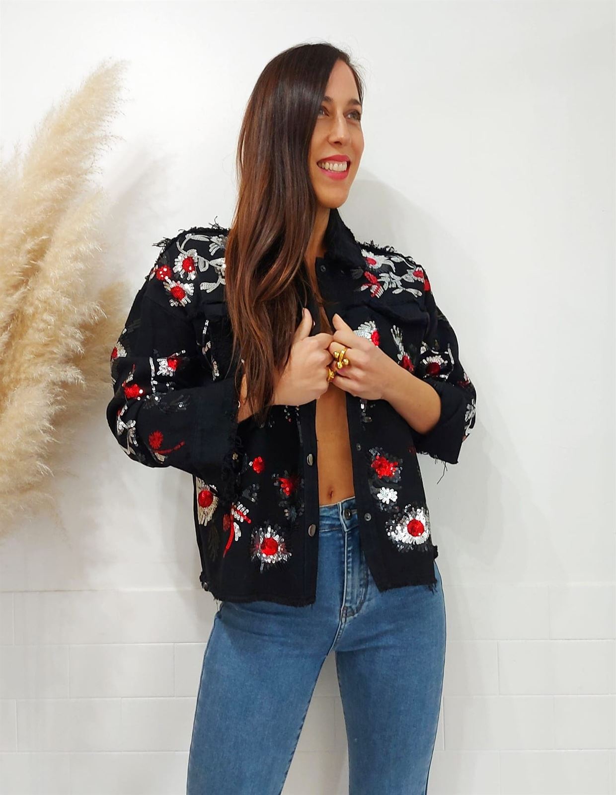 CHAQUETA DENIM LENTEJUELAS - Imagen 3