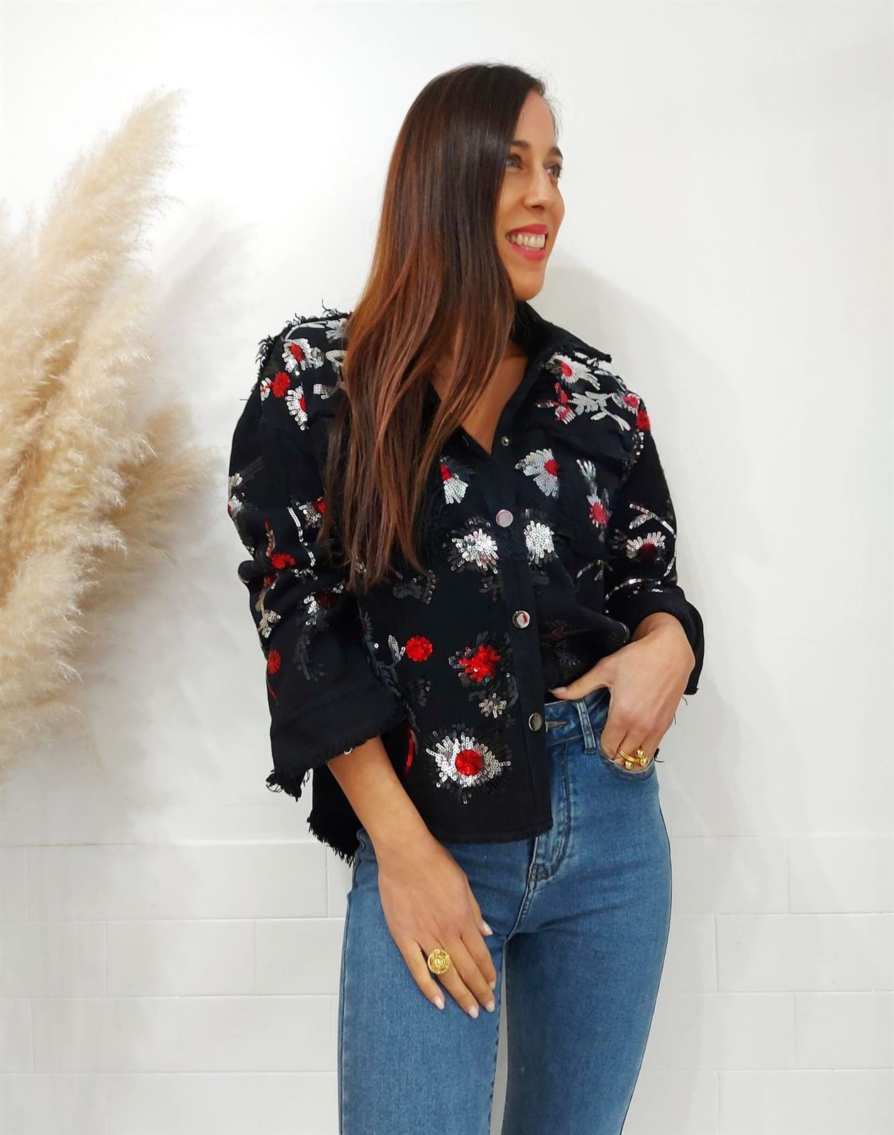 CHAQUETA DENIM LENTEJUELAS - Imagen 5