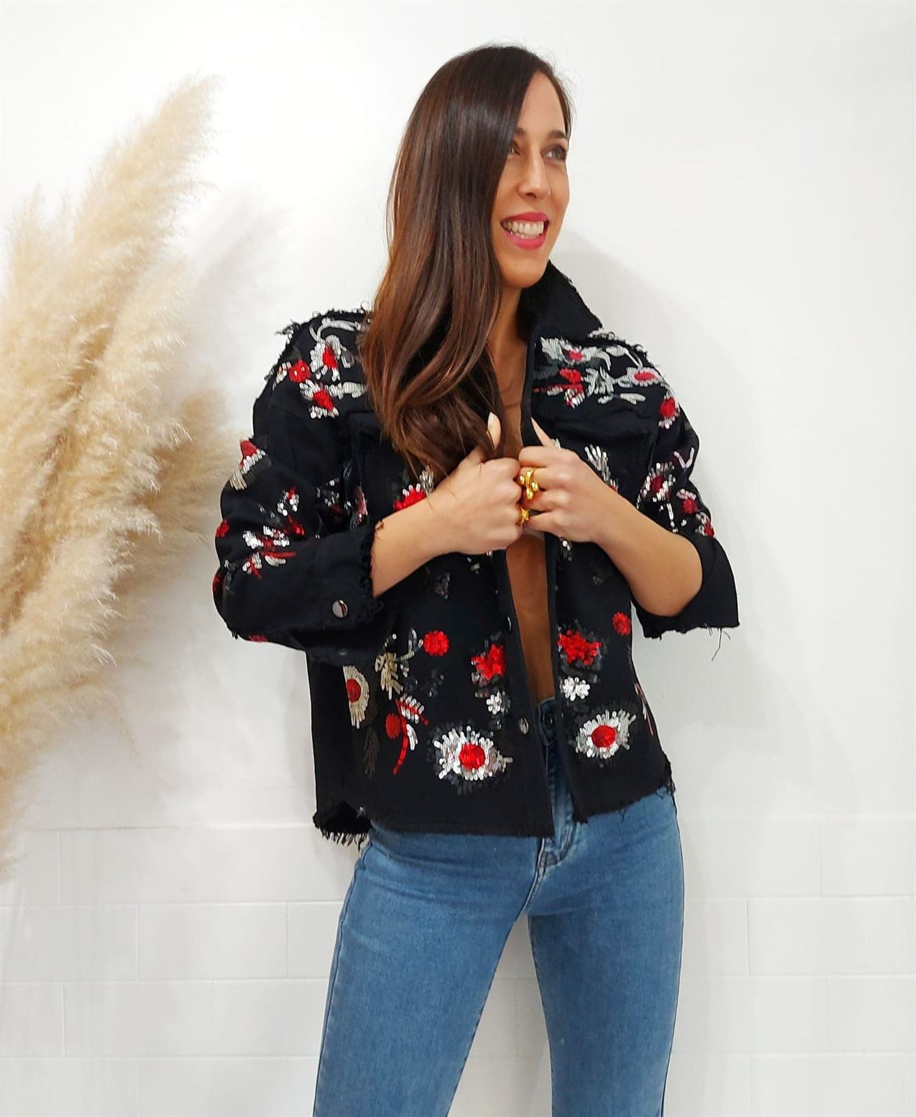 CHAQUETA DENIM LENTEJUELAS - Imagen 6