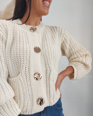 CHAQUETA PUNTO BEIGE - Imagen 2