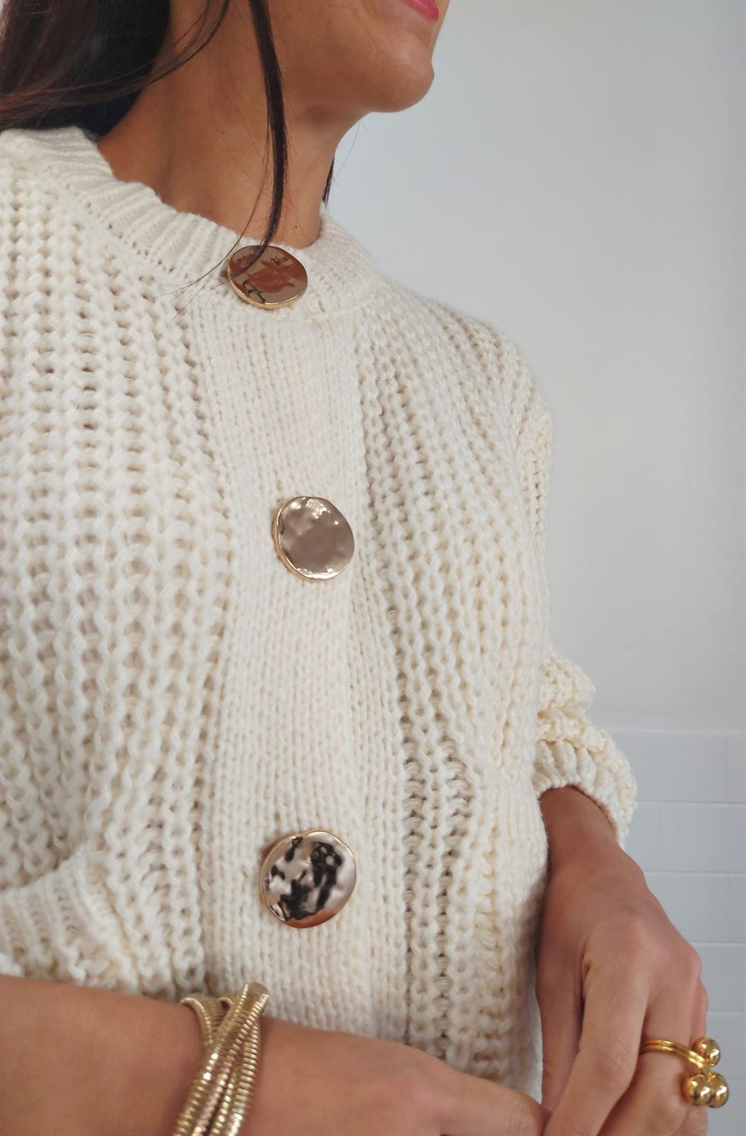 CHAQUETA PUNTO BEIGE - Imagen 5