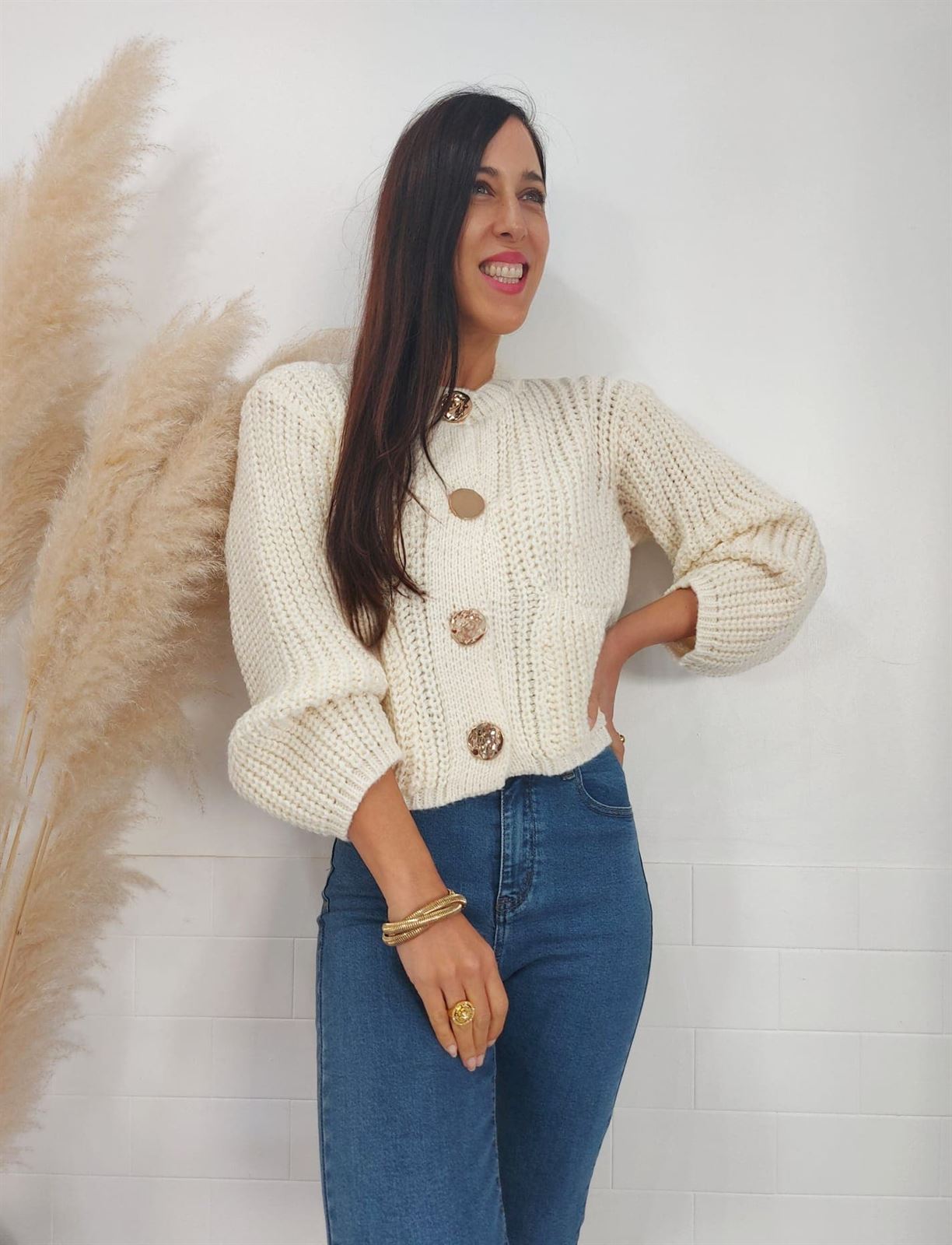 CHAQUETA PUNTO BEIGE - Imagen 7