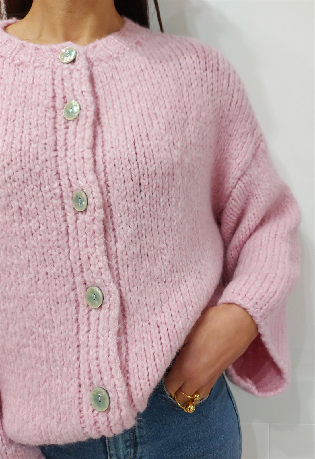CHAQUETA PUNTO GRUESO ROSA - Imagen 4