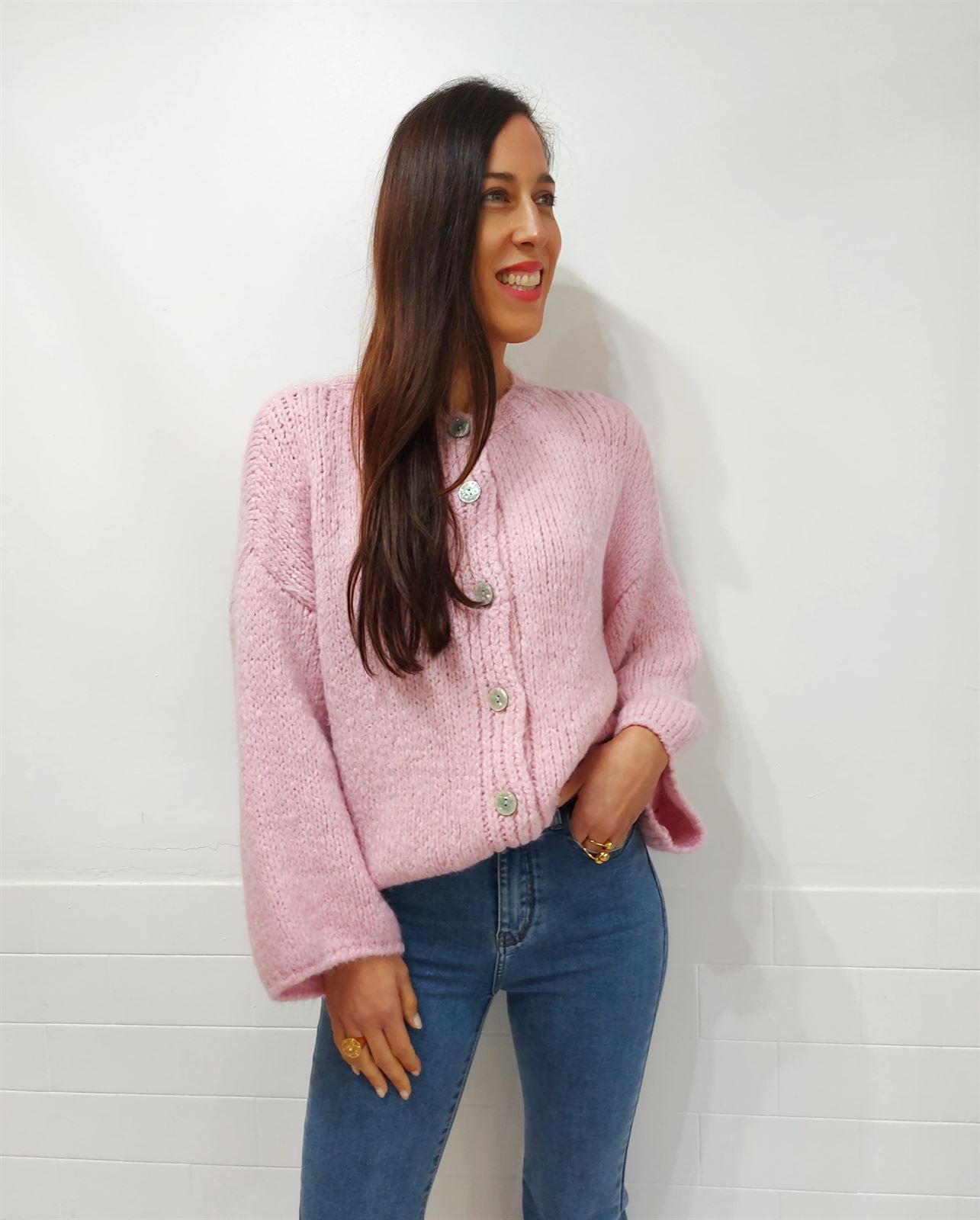 CHAQUETA PUNTO GRUESO ROSA - Imagen 5