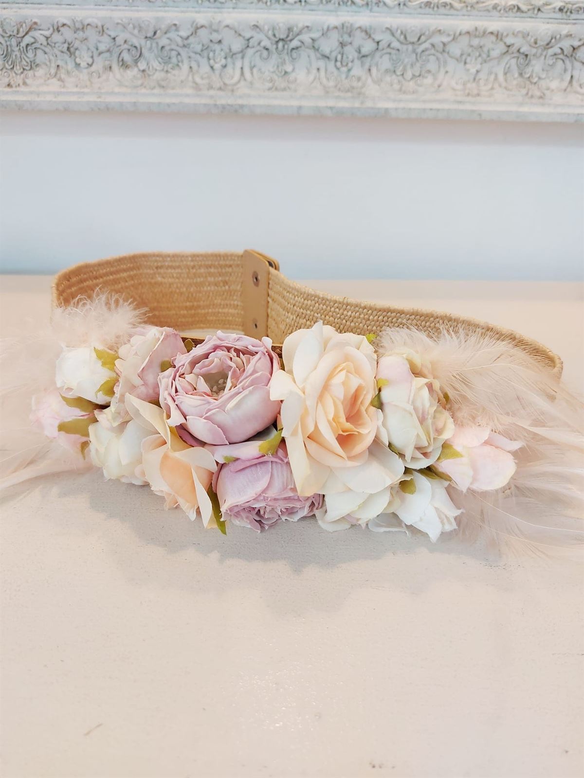 CINTURON FLORES RAFIA Complementos