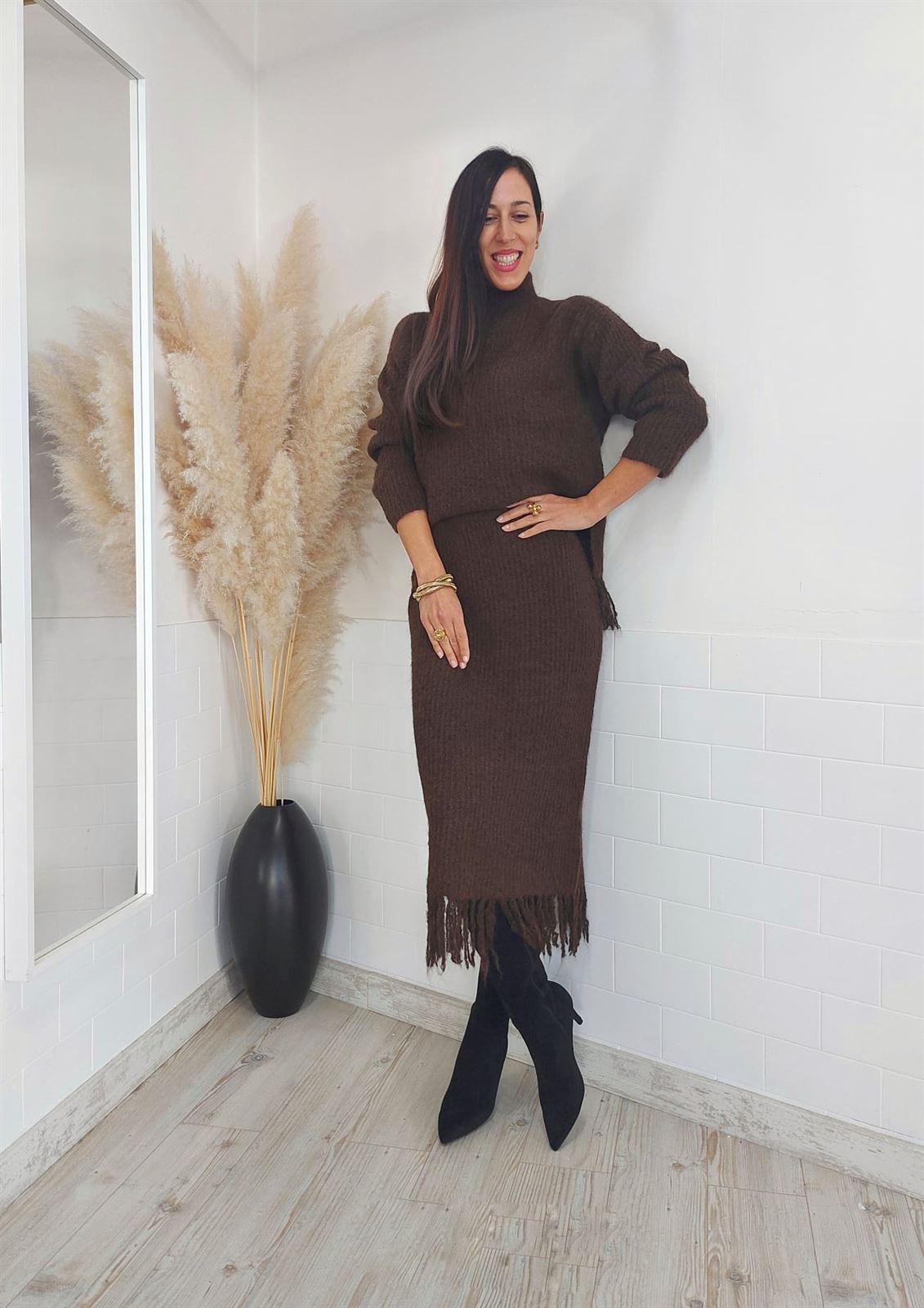 CONJUNTO FALDA JERSEY CHOCOLATE - Imagen 1