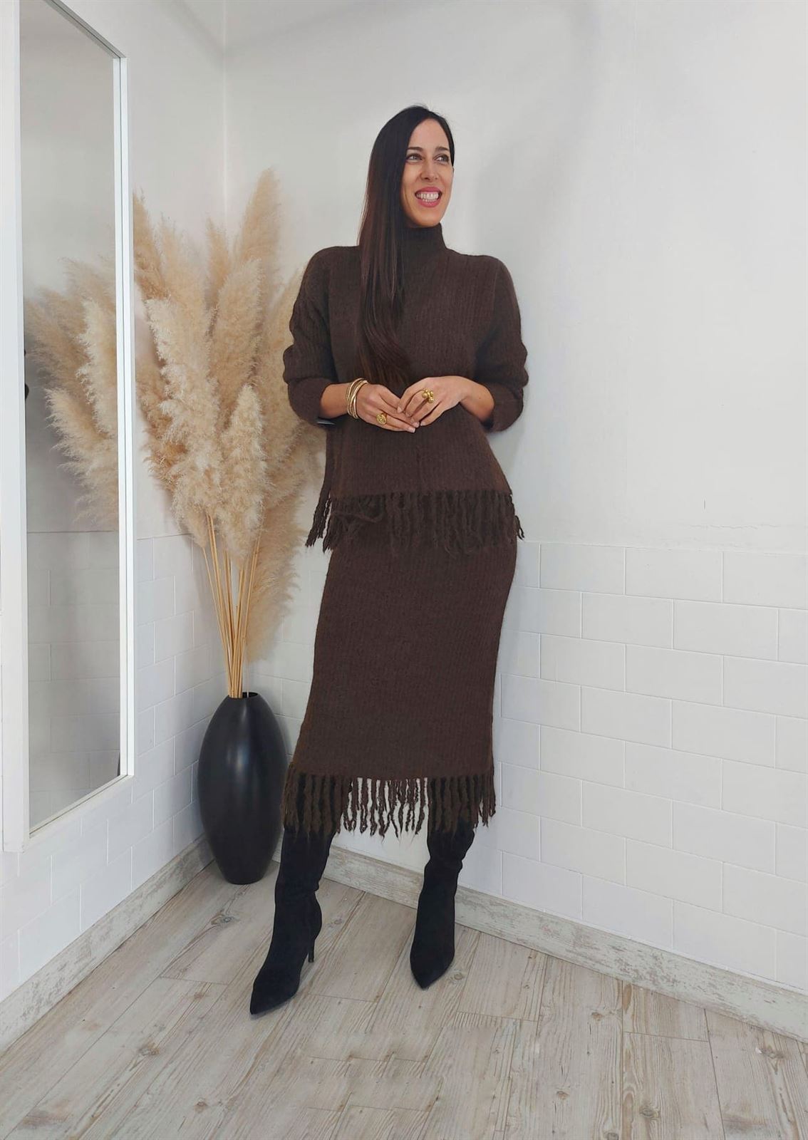 CONJUNTO FALDA JERSEY CHOCOLATE - Imagen 6