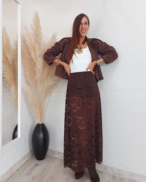 FALDA ENCAJE CHOCOLATE - Imagen 1