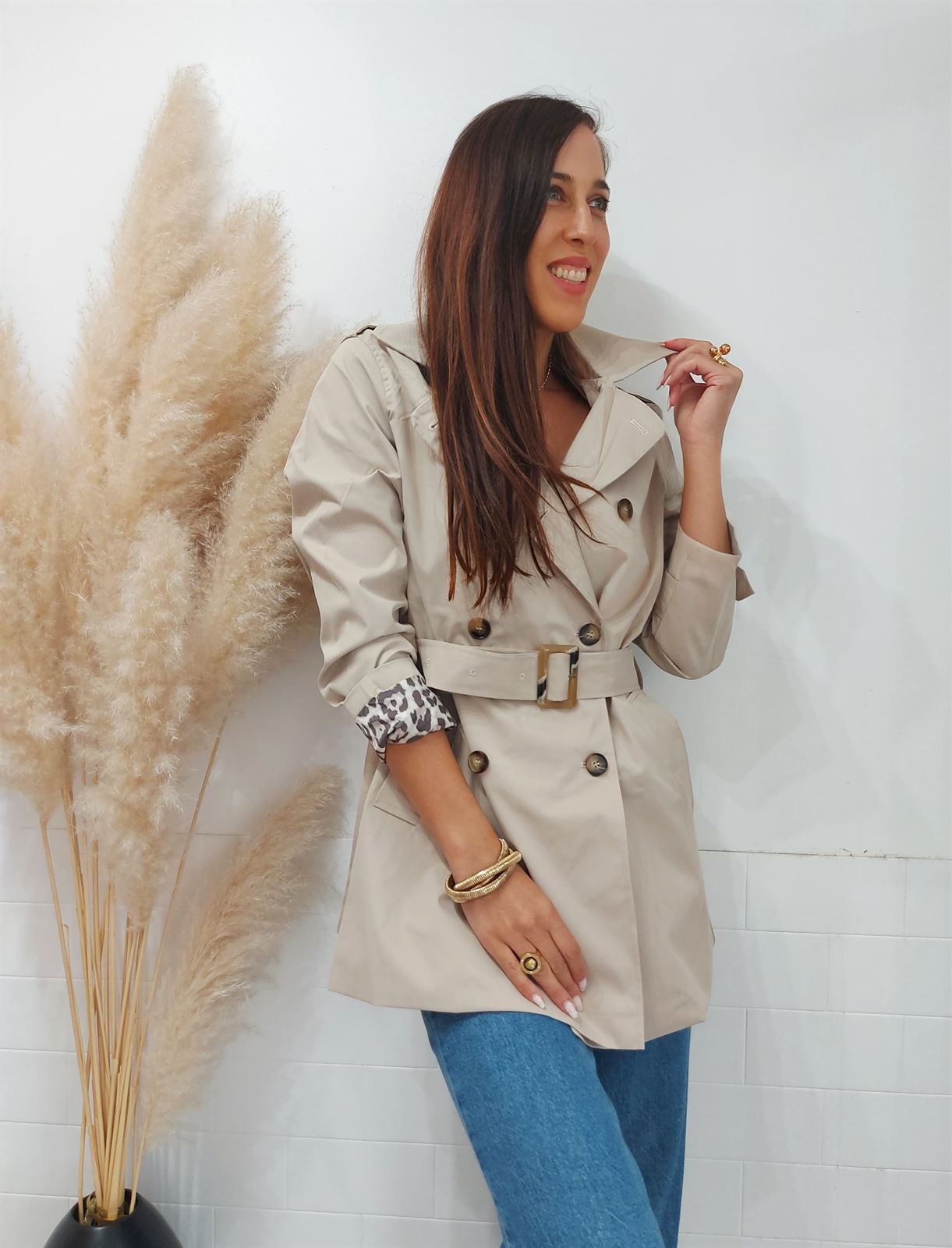 GABARDINA FORRO LEO BEIGE - Imagen 1