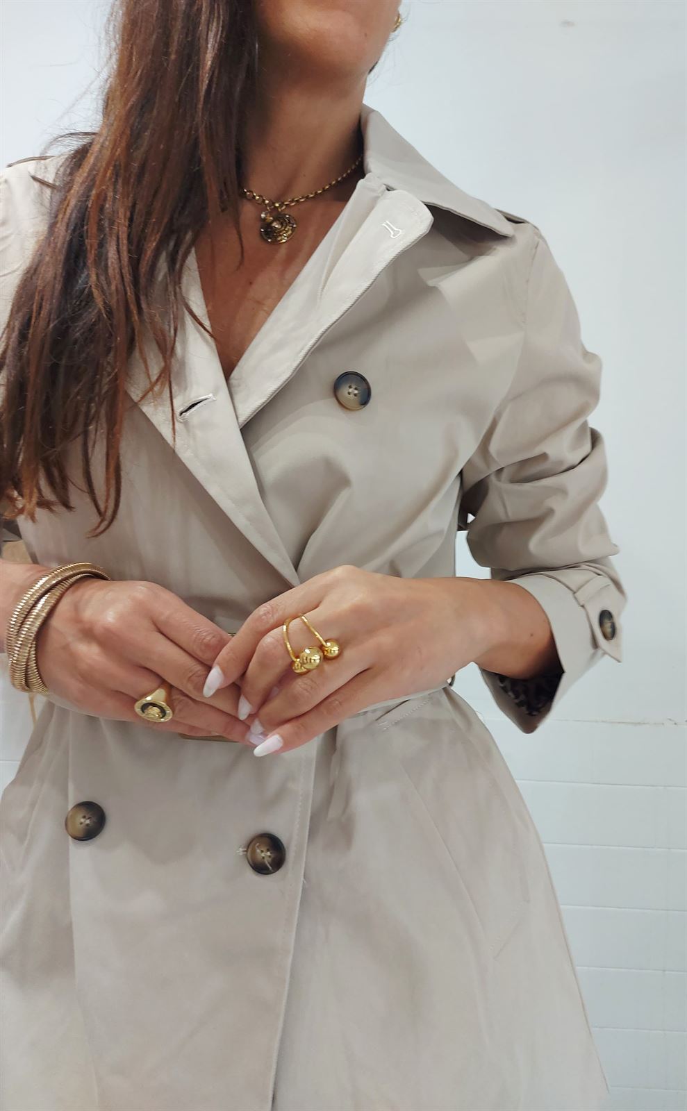GABARDINA FORRO LEO BEIGE - Imagen 2