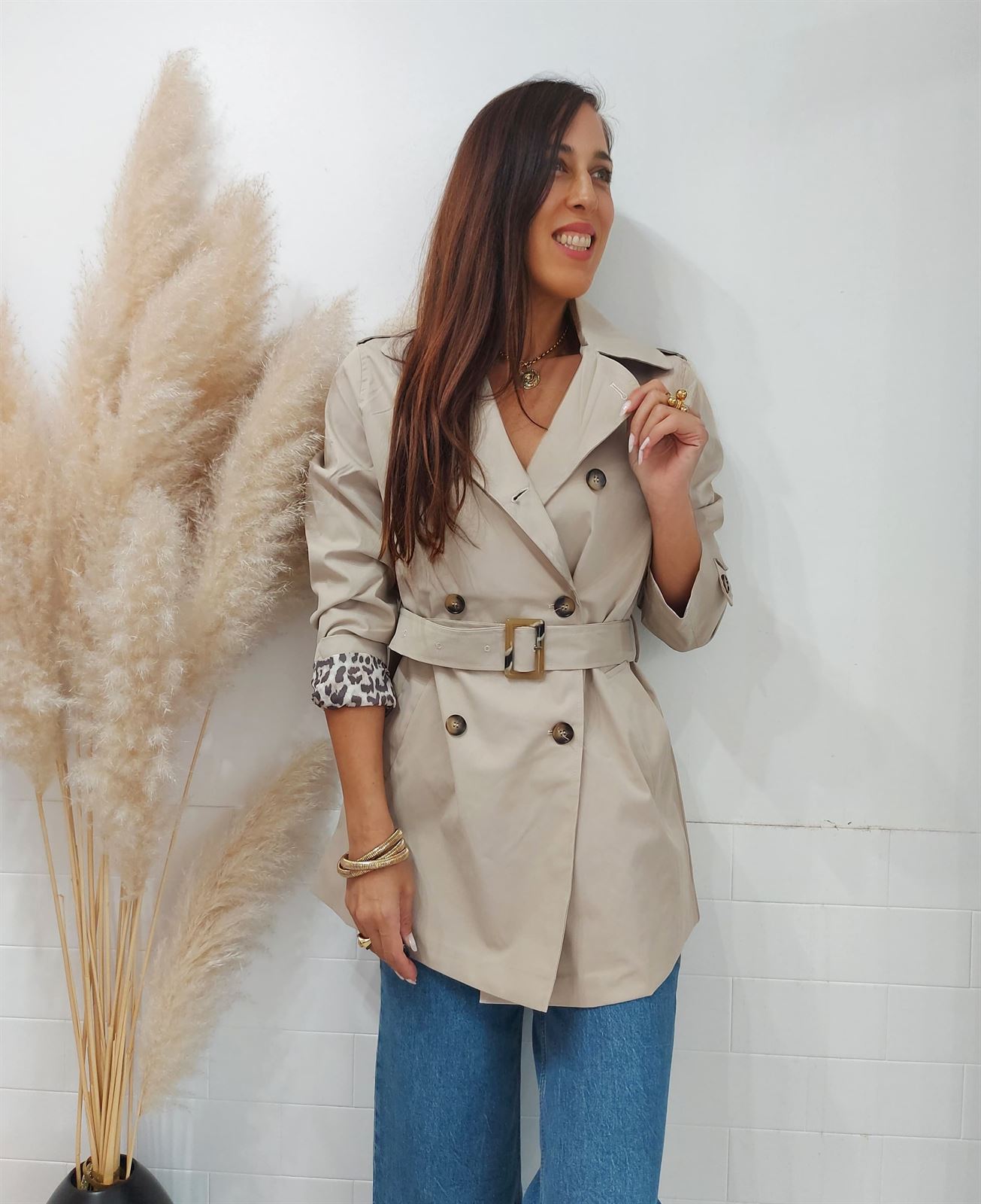 GABARDINA FORRO LEO BEIGE - Imagen 4
