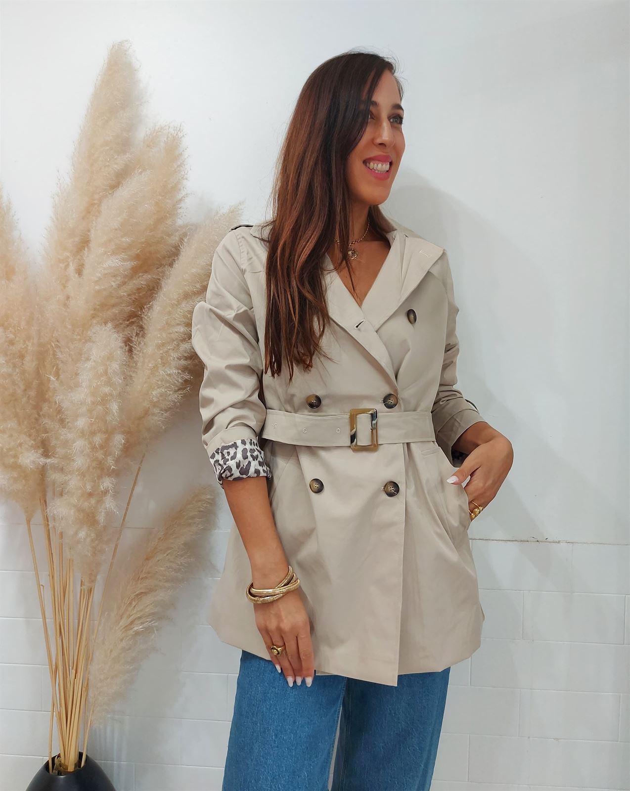 GABARDINA FORRO LEO BEIGE - Imagen 5