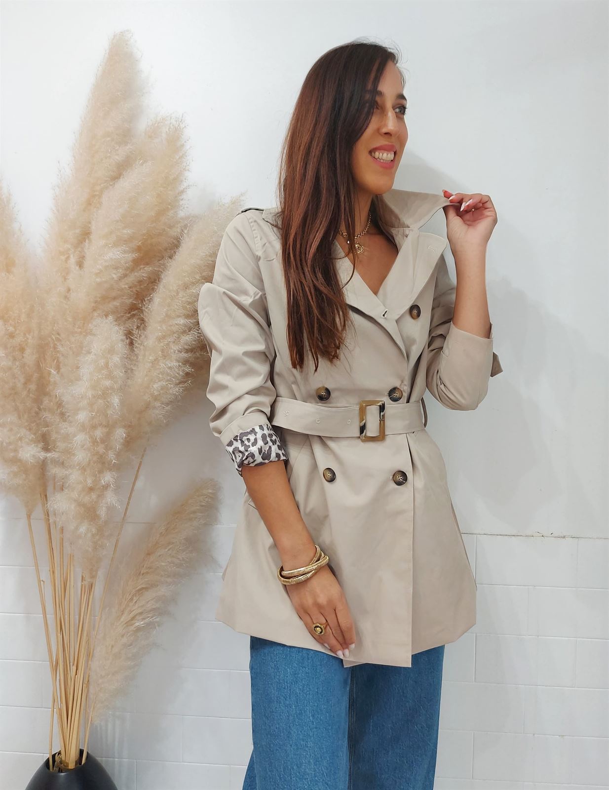 GABARDINA FORRO LEO BEIGE - Imagen 6