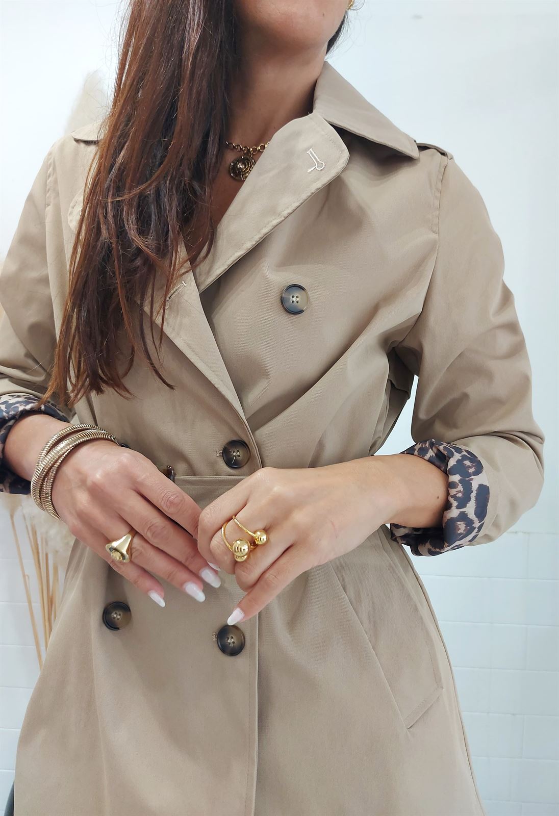 GABARDINA FORRO LEO CAMEL - Imagen 7